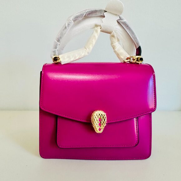 TIFFANY & FRED PARIS SERPENTINE FUCHSIA SMOOTH LEATHER TOP HANDLE CROSSBODY BAG - Picture 5 of 13